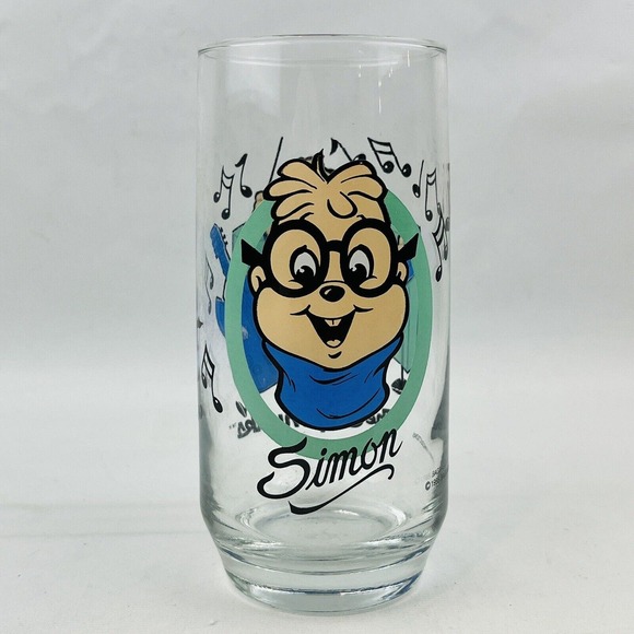 Vintage The Chipmunks Simon‎ Drinking Glass Tumbler 1985 Bagdasarian Productions - Picture 1 of 7